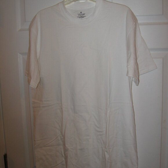 Lot of 4 Stafford Classic Fit Premium Performance White T-Shirts Size Large - Picture 1 of 3